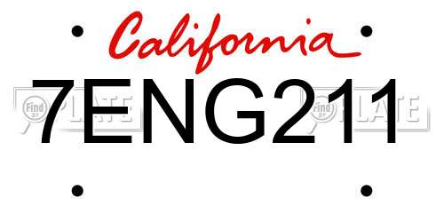 7ENG211 California License Plate