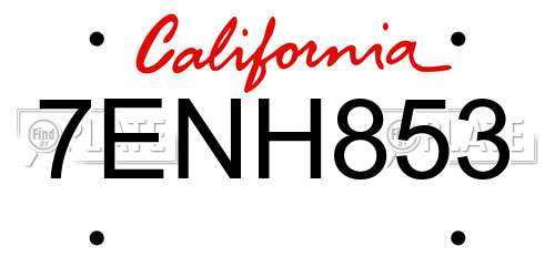 7ENH853 California License Plate