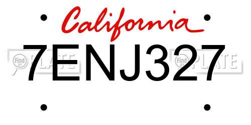 7ENJ327 California License Plate