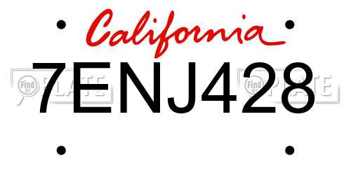 7ENJ428 California License Plate
