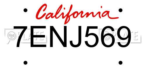 7ENJ569 California License Plate