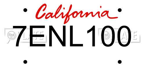 7ENL100 California License Plate