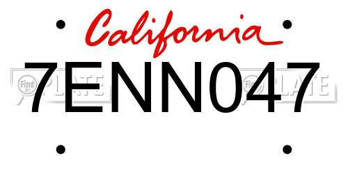 7ENN047 California License Plate