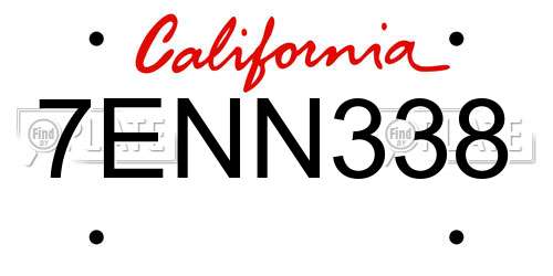 7ENN338 California License Plate