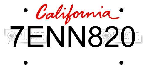 7ENN820 California License Plate