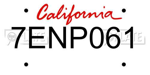 7ENP061 California License Plate
