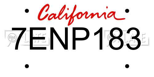 7ENP183 California License Plate