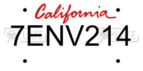 7ENV214 California License Plate