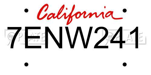 7ENW241 California License Plate