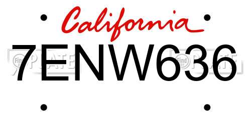 7ENW636 California License Plate
