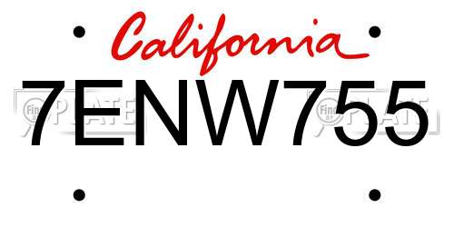 7ENW755 California License Plate