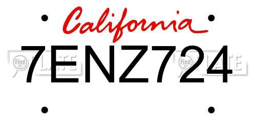 7ENZ724 California License Plate