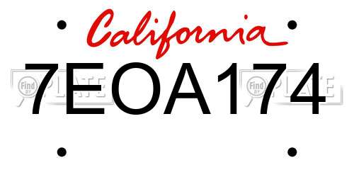 7EOA174 California License Plate