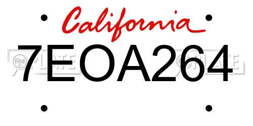7EOA264 California License Plate