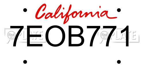 7EOB771 California License Plate
