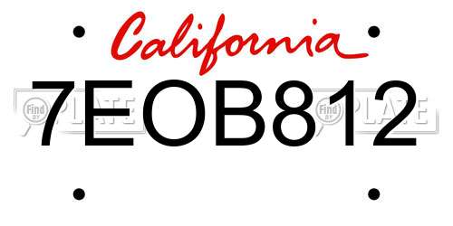 7EOB812 California License Plate