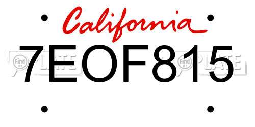 7EOF815 California License Plate