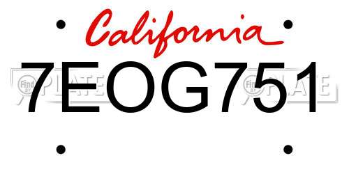 7EOG751 California License Plate