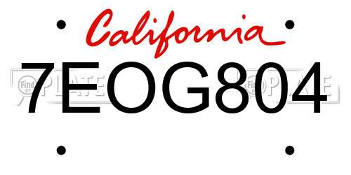 7EOG804 California License Plate