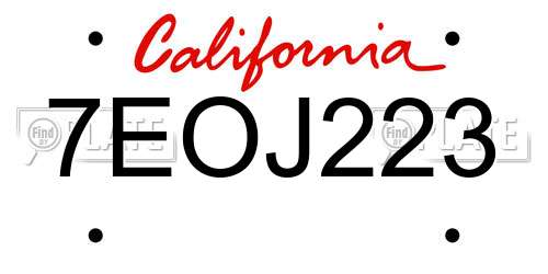 7EOJ223 California License Plate