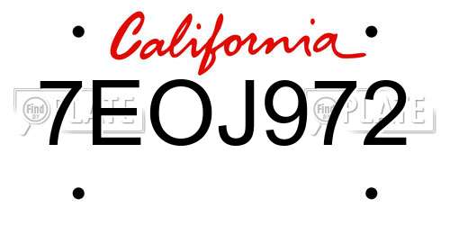 7EOJ972 California License Plate