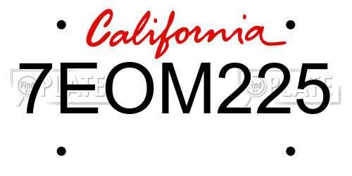 7EOM225 California License Plate