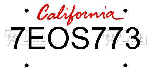 7EOS773 California License Plate