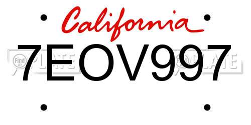 7EOV997 California License Plate