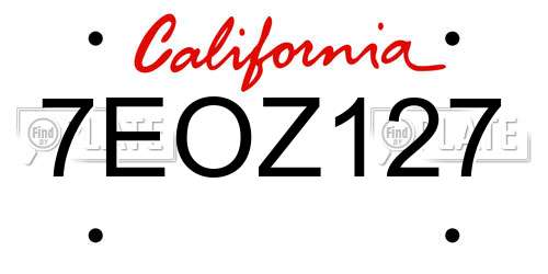 7EOZ127 California License Plate