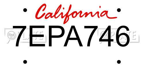 7EPA746 California License Plate