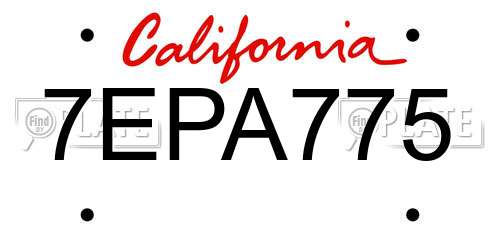 7EPA775 California License Plate