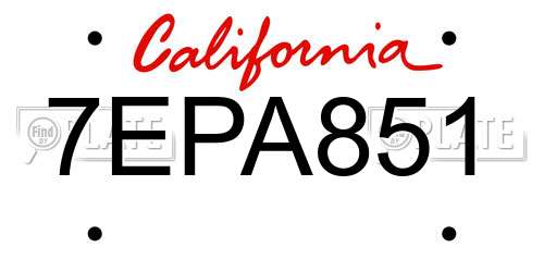 7EPA851 California License Plate