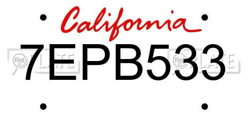 7EPB533 California License Plate
