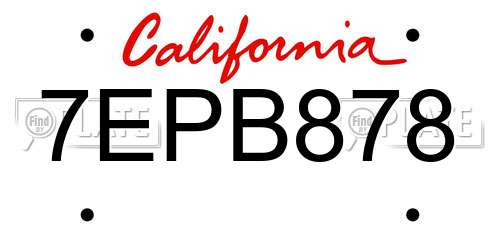 7EPB878 California License Plate