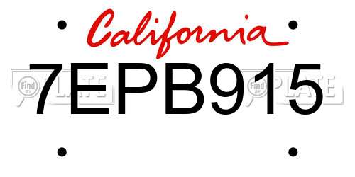 7EPB915 California License Plate