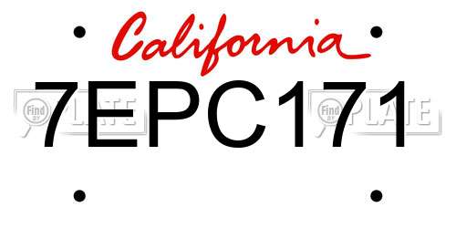 7EPC171 California License Plate