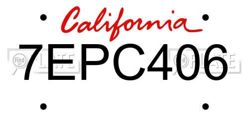 7EPC406 California License Plate