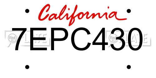 7EPC430 California License Plate
