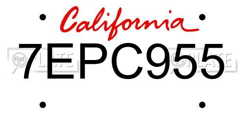 7EPC955 California License Plate