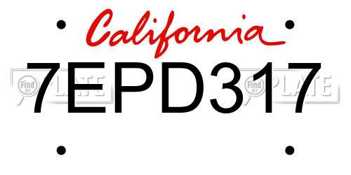 7EPD317 California License Plate