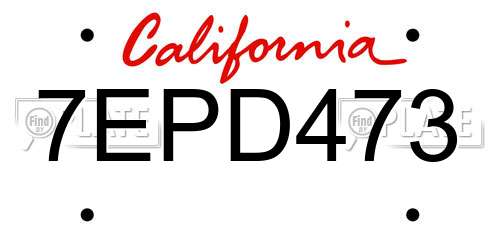 7EPD473 California License Plate