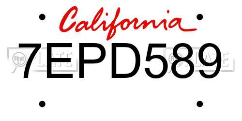 7EPD589 California License Plate