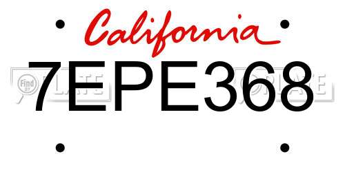 7EPE368 California License Plate