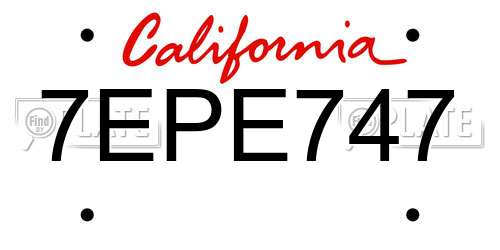 7EPE747 California License Plate