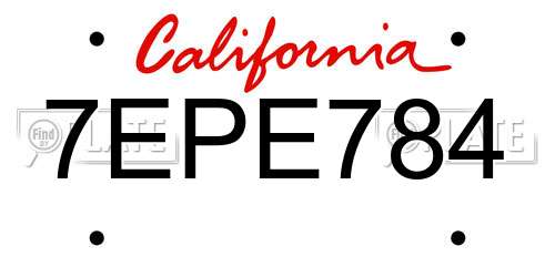 7EPE784 California License Plate