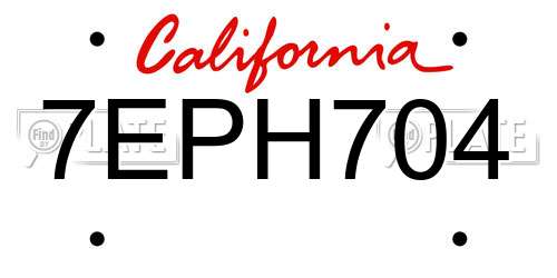 7EPH704 California License Plate