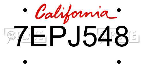 7EPJ548 California License Plate