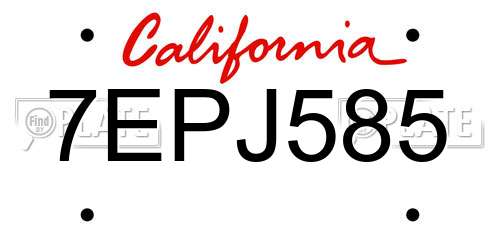 7EPJ585 California License Plate