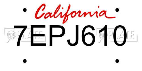 7EPJ610 California License Plate