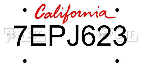 7EPJ623 California License Plate